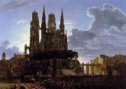 Karl friedrich schinkel Medieval Town by Water after 1813 France oil painting artist